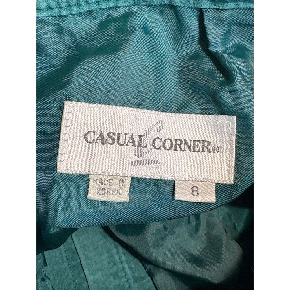 Vintage Casual Corner Teal Green Suede Leather High Waisted Pleated Shorts Sz 8 - Picture 5 of 7